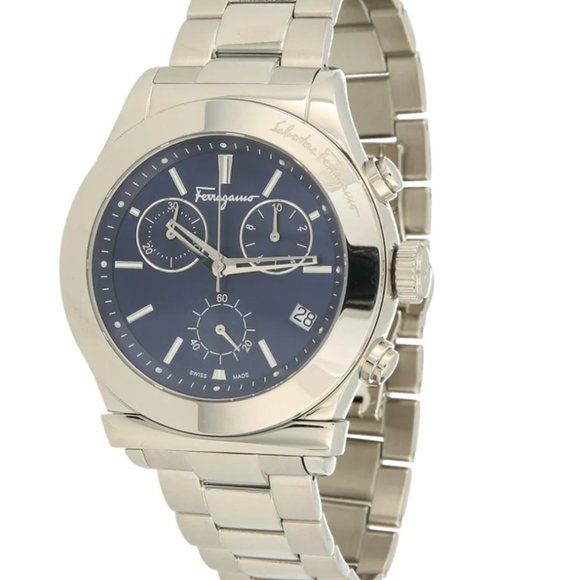 Ferragamo Silver Bracelet 42mm Swiss Watch